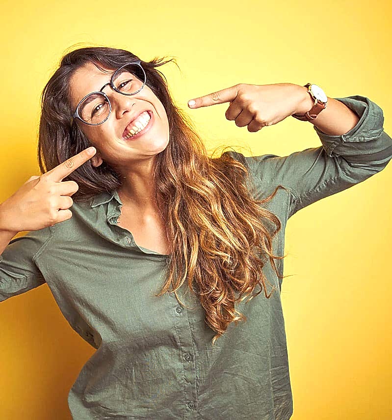 a women smiling